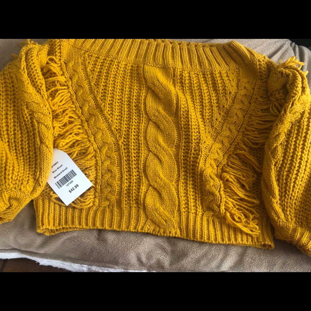 Crop Sweater Top in Mustard Yellow